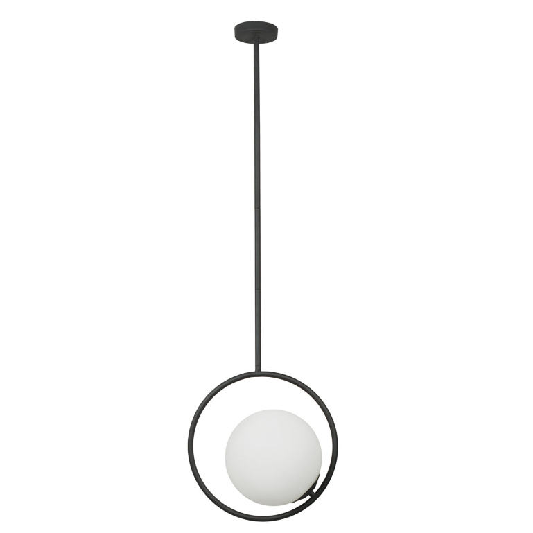 Lampara Colgante Voyager Color Negra Globo Blanco
