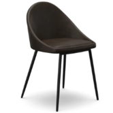 Silla de piel sintetica en color tabaco con patas negras