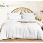 Set de duvet tejido gofre tamaño king color blanco 104'' x 90'' con 2 fundas de almohada 20x36''