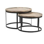 Mesa de Centro Redonda con Estructura de Metal Top de Madera 30x30x20″