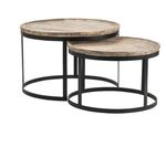 Mesa de Centro Redonda con Estructura de Metal Top de Madera 30x30x20"