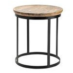 Mesa auxiliar redonda con estructura de metal top de madera 22x22x24"