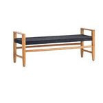 Banco con agarradero de jute color negro patas de madera 46 x 16 x 18"
