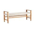 Banco con agarradero de jute color blanca patas de madera 46 x 16 x 18"