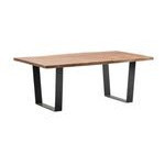 Mesa de centro rectangular de madera de acacia y patas de hierro 46x28x18"