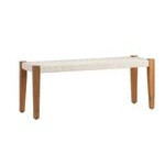 Banco de jute color blanco patas de madera 46 x 16 x 18"