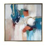 Pintura abstracta en tonos pastel verde y azul 39.4 x 39.4"