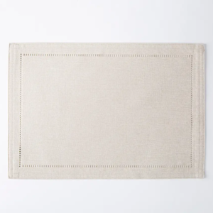 Individual rectangular de lino color crema 13"x19"