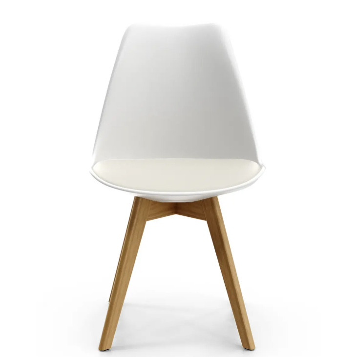 Silla Céline Blanca con Patas de Madera Natural Silla Céline Blanca con Patas de Madera Natural