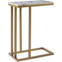Mesa lateral de metal dorado y top de marmol blanco tipo c 51 x 31 x 25 cms