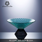 Vase vidrio turquesa con pedestal turquesa 5" x 10"