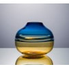 Vase decorativa  redonda en tono azul y amarillo de 10"