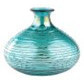 Jarron de vidrio rallado color turquesa redondo 8"