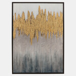 Pintura abstracta en canvas color doradoy marron 86x23"