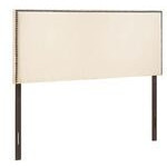 Respaldo king de lino con decoracion de metal alrededor en color marfil 3" x 62" x 48"