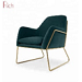 Sillon individual de terciopelo azul marino patas metalicas color azul negro
