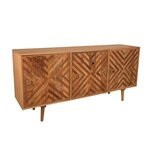 Bufetera de 3 gavetas con diseño de mosaico de madera color café 63" x 15" x 30"