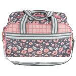 Maletin flores en gris y rosa 16" x 9" x 8"