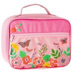 Lonchera rosada mariposa floral 10″ x 75″ x 3″