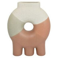 Vase decorativa redonda con 3 soporte color café verde beige 9 x 3.50 x 11.50"