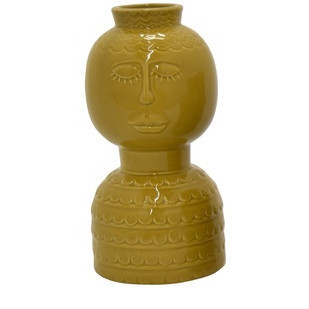 Vase de cara redonda en color amarillo 5 x 5 x 10.50"