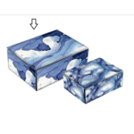 Caja decorativa de vidrio en color azul y blanco 10.00 x 7.75 x 4.00"