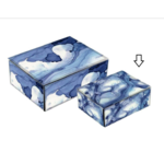 Caja decorativa de vidrio en color azul y blanco 8.00 x 5.75 x 2.00"
