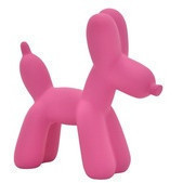 Escultura de globo de perro en color fucsia mate 15.0"x27.0"x8.9"