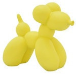 Escultura de globo de perro orejas pequeña color amarillo mate 11.8"x19.9"x16.3"
