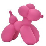 Escultura de globo de perro orejas pequeñas a color fucsia mate 11.8"x19.9"x16.3"