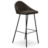 Silla de bar en piel sintetica en color tabaco con patas negras 19.75" x 19.5" x 39"