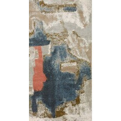 Alfombra de corredor colección spirit diseño gris azul y dorado 0.60 x 1.22 mts  de polipropileno