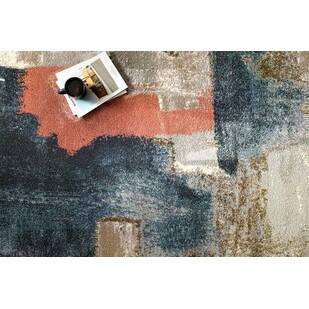 Alfombra colección spirit diseño gris azul y dorado 2.75 x 4.00 mts de polipropileno