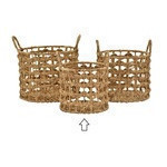 Canasta de jacinto color natural diseño entrelasado pequeña 16"