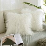 Cojin decorativo piel sintetico color blanco 18 x 18 pulgadas