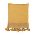 Throw 60" x 50" color blanco mostaza con borlas