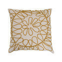 Cojin de algodón color beige con apliques amarillos en flor 26"