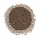 Cojin de algodón redondo beige y café bordado 16"
