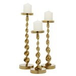Candelabro con base enrollada color dorado de 19″