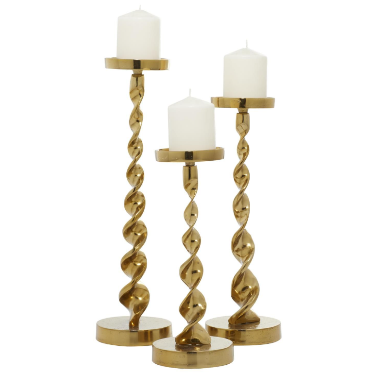 Candelabro con Base Enrollada Dorada