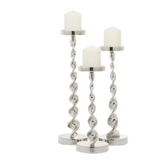 Candelabro con Base Enrollada Plateado