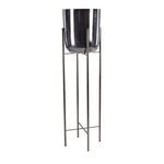 Maceta jardinera metalica color negro con soporte de metal de 46"