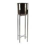 Maceta jardinera metalica color negro con soporte de metal de 39"