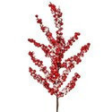 Spray de bayas metalicas nevadas color rojo 29"