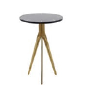 Mesa de acento en aluminio patas doradas top negro 15 x 22"