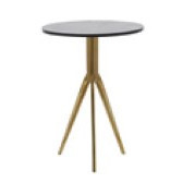 Mesa de acento en aluminio patas doradas top negro 18 x 22"