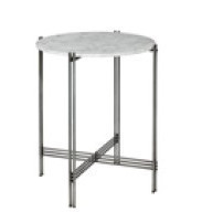 Mesa de acento patas plateadas top de marmol blanco 26 x 28"