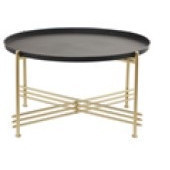 Mesa de centro en metal patas doradas top negro 33 x 19"