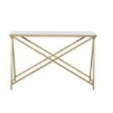 Consola de metal color dorado top de marmol blanco 47 x 31"