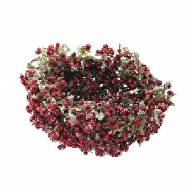 Nido de mini bayas rojas escarchadas 6"